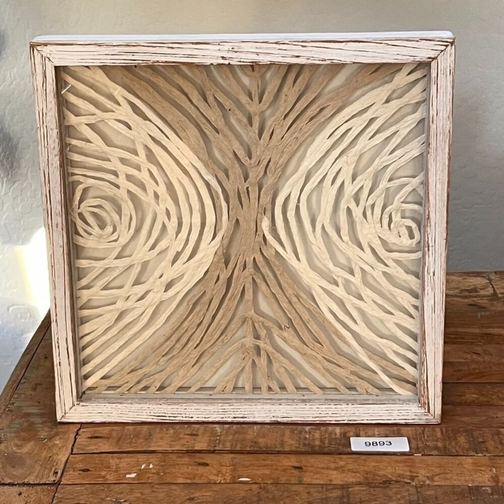 Abstract Handmade Papier-Mâché Shadow Box Wall Art 14 x 13.5" Brown & Beige - Picture 10 of 10